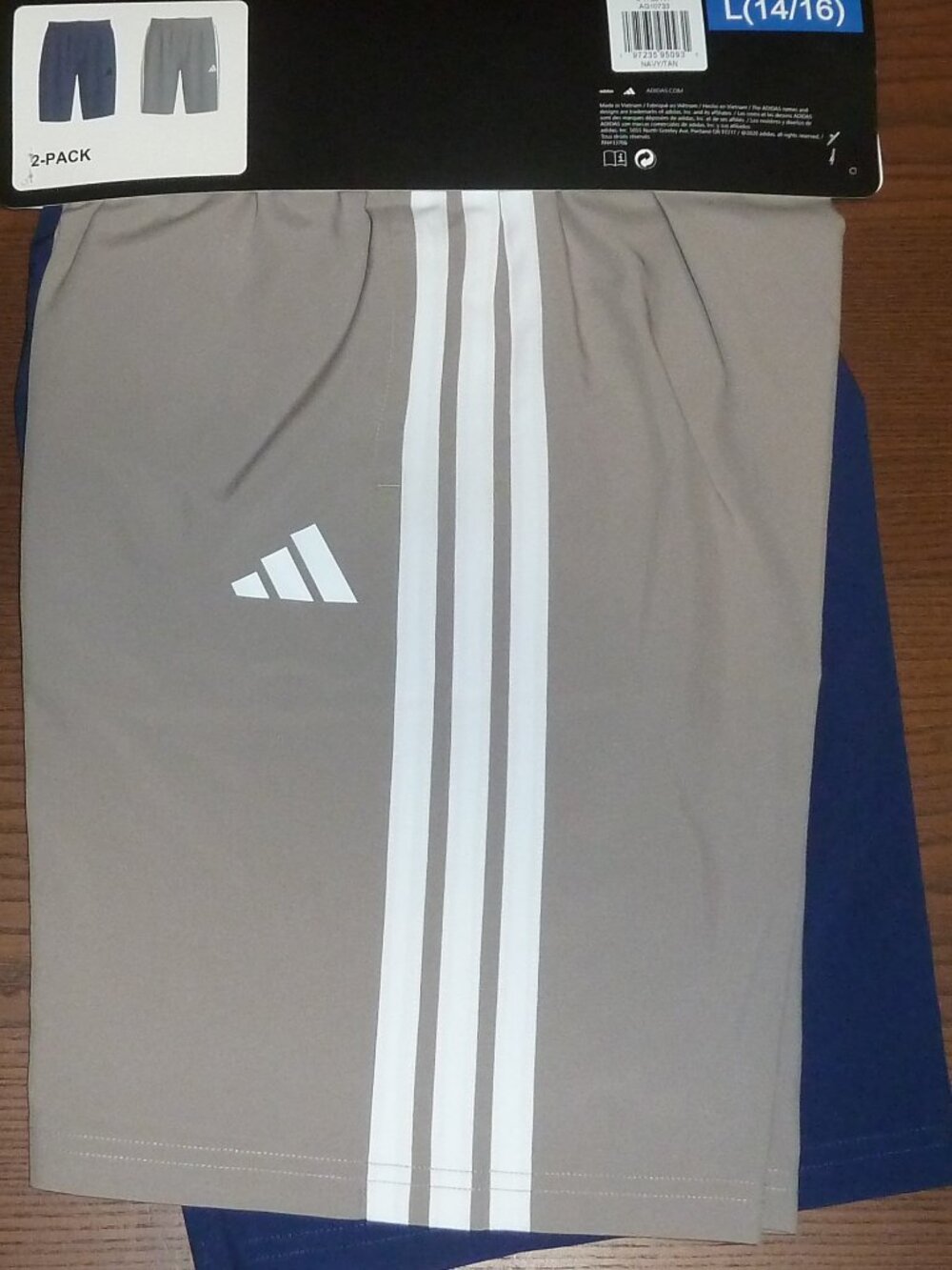 Adidas Youth 2-pack Shorts Blue and Beige L 14/16 With Pockets